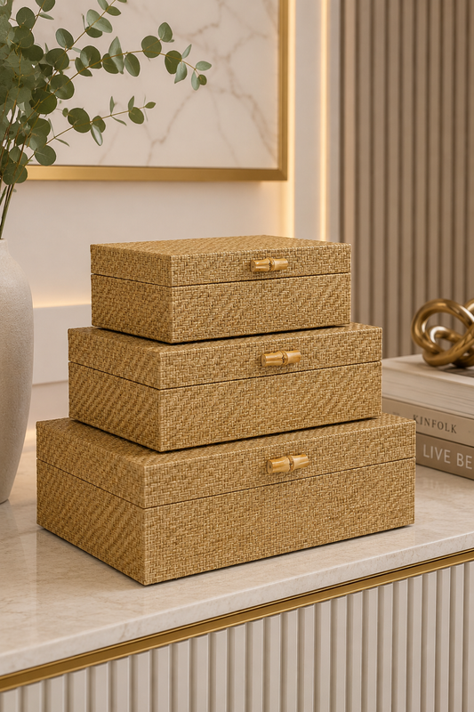 CONJUNTO DE CAIXAS DECORATIVAS NATURALE - 3 PEÇAS