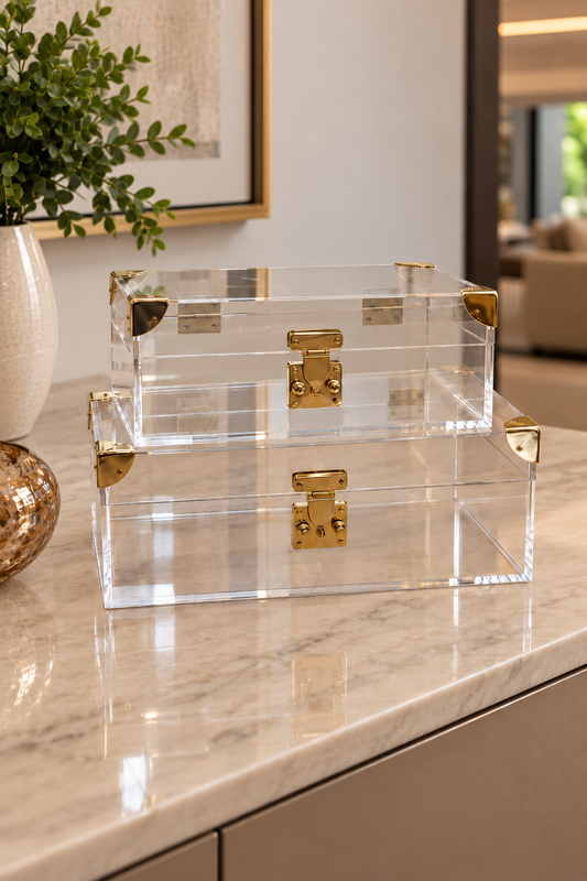 CONJUNTO DE CAIXAS DECORATIVAS LUCENT EM ACRÍLICO - 2 PEÇAS
