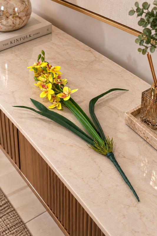ORQUÍDEA DECORATIVA FIORÉ AMARELA - 42cm