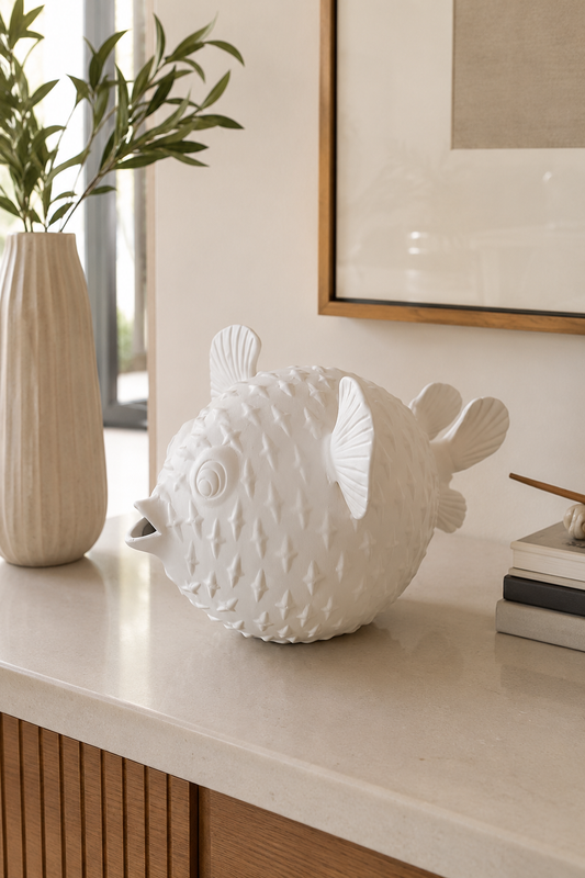 PEIXE BAIACU DECORATIVO EM CERÂMICA - 15,5x28x20,5