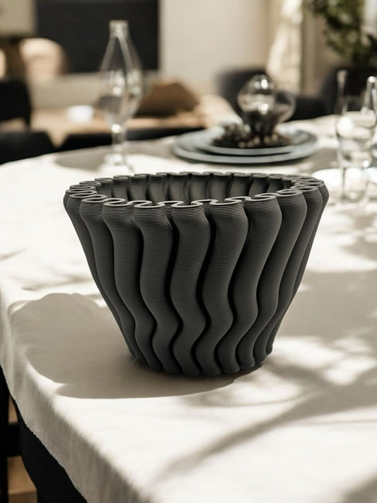 CENTRO DE MESA "ONDAS DO TEMPO" - 26x16 - Cinza