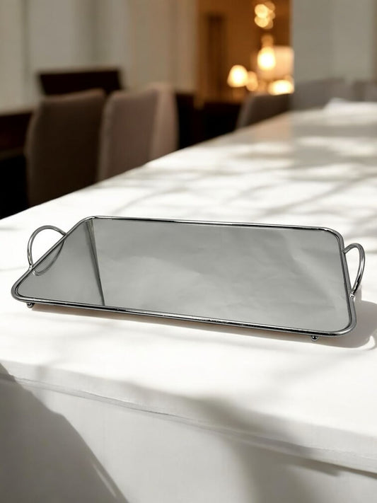 BANDEJA LUMIÈRE - ESPELHO E PRATA