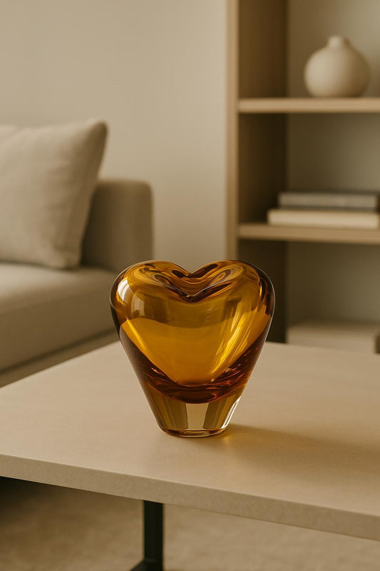 VASO EM MURANO CUORE d’AMBRA - 15x11