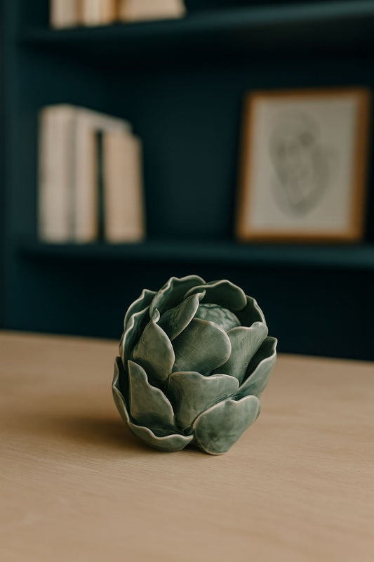 FLOR EM CERAMICA VERDE LÓTUS - 9x9,5