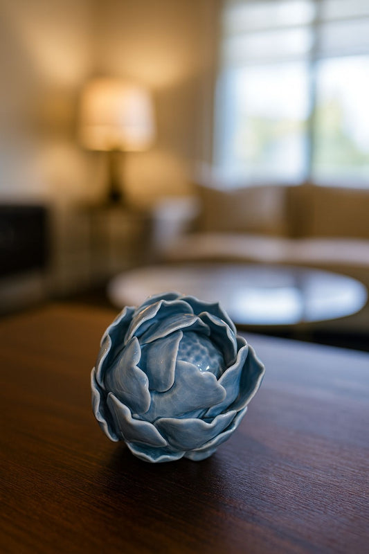 FLOR DECORATIVA EM CERÂMICA LÓTUS DO MAR - 9x9