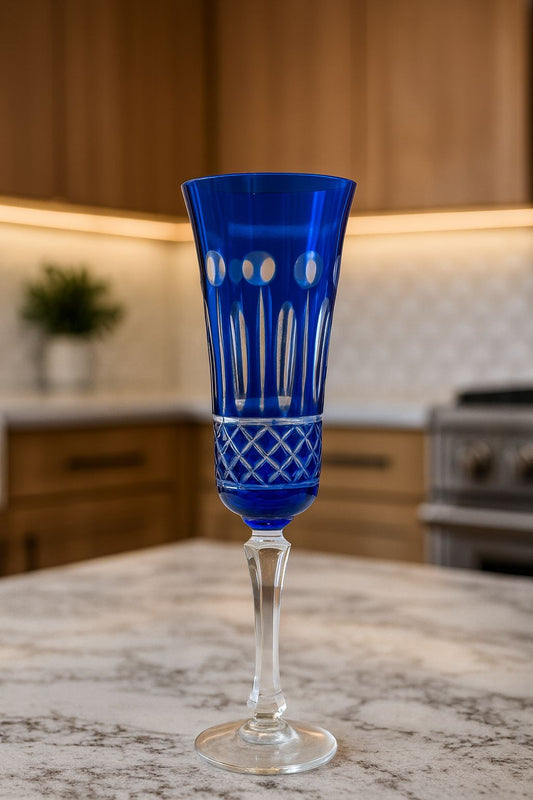 TAÇA DE CHAMPAGNE AZUL ROYAL - 1UN