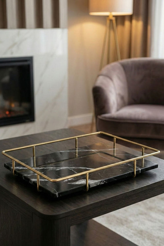 BANDEJA EM MARMORE NERO - 32x6