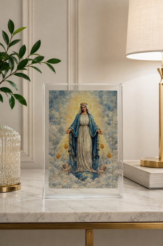 QUADRO EM ACRÍLICO NOSSA SENHORA DAS GRAÇAS EM AQUARELA - 22x16