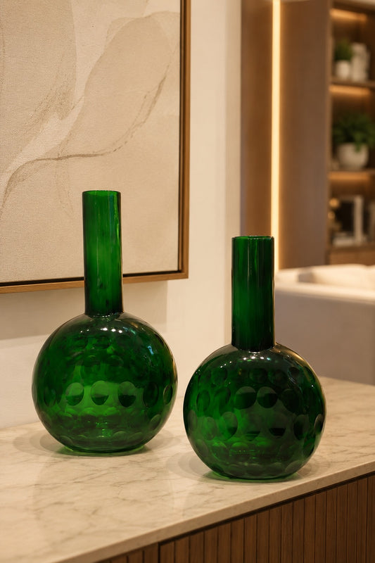 VASOS EM VIDRO ESMERALDA - 2 peças