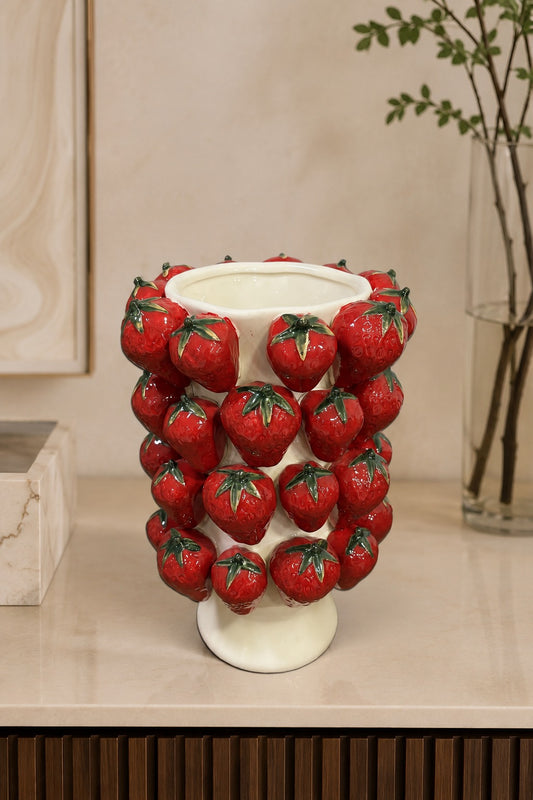 VASO EM CERÂMICA JARDIM DE MORANGOS - 30x21