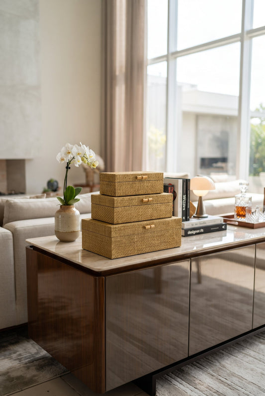 CONJUNTO DE CAIXAS DECORATIVAS NATURALE - 3 PEÇAS