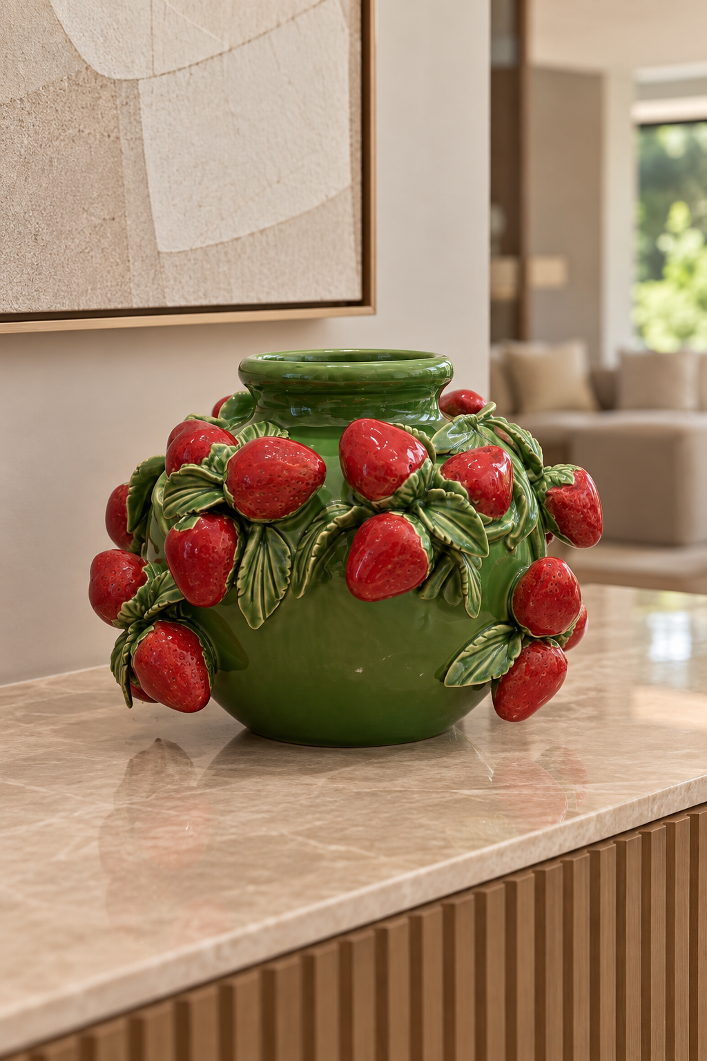 VASO JARDIM DE MORANGOS EM CERÂMICA - 25x19