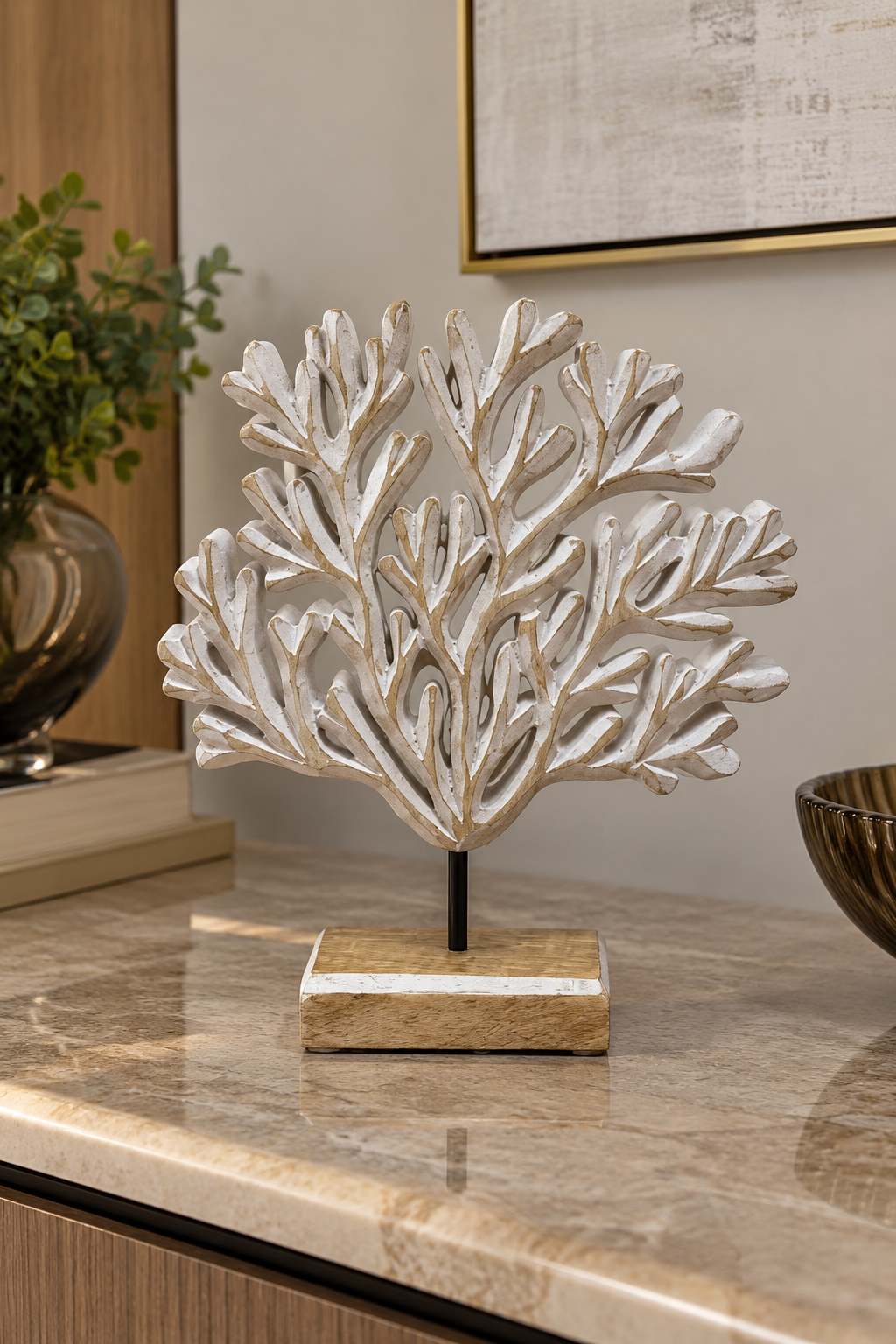 ESCULTURA EM MADEIRA CORALLINE - 24x20