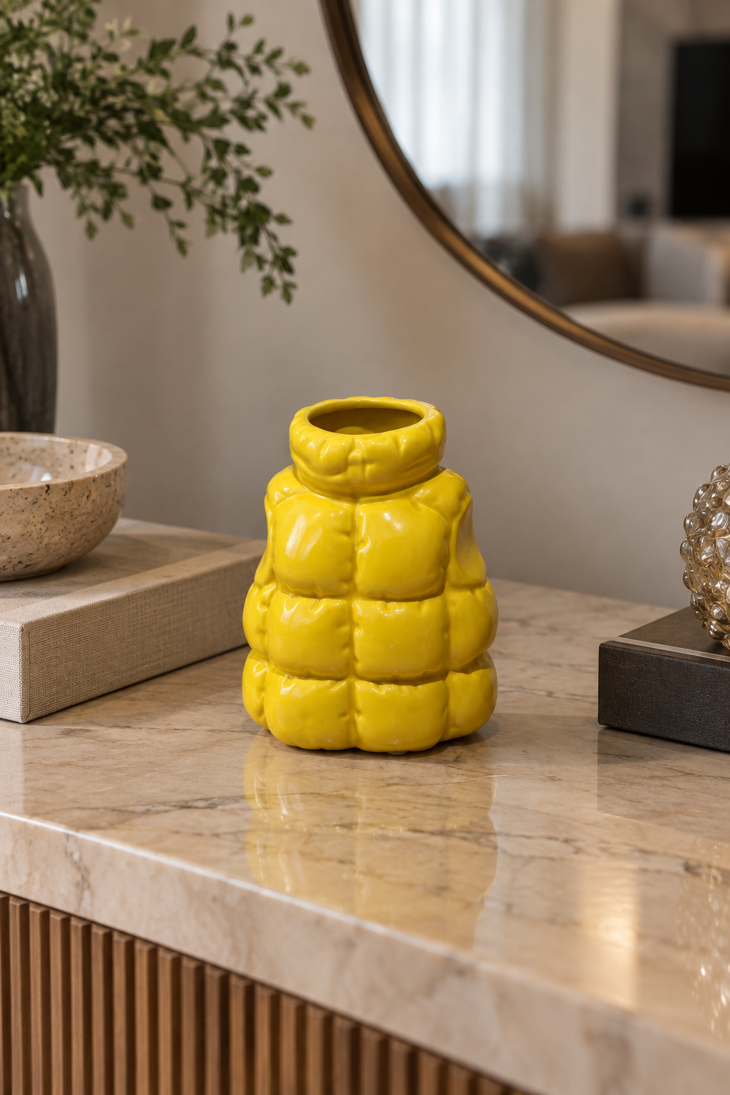 VASO DECORATIVO GILET AMARELO - 14x11