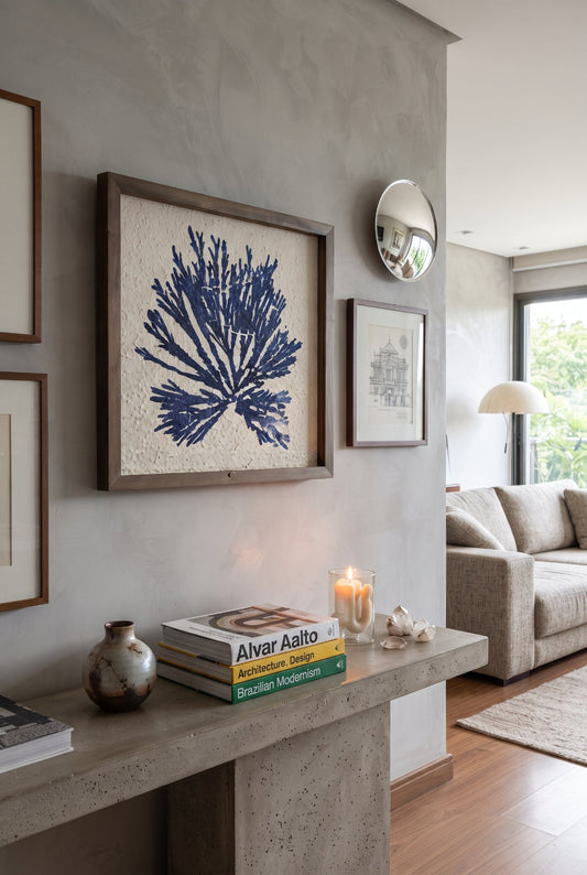 QUADRO DECORATIVO CORALLO AZUL - 35x35