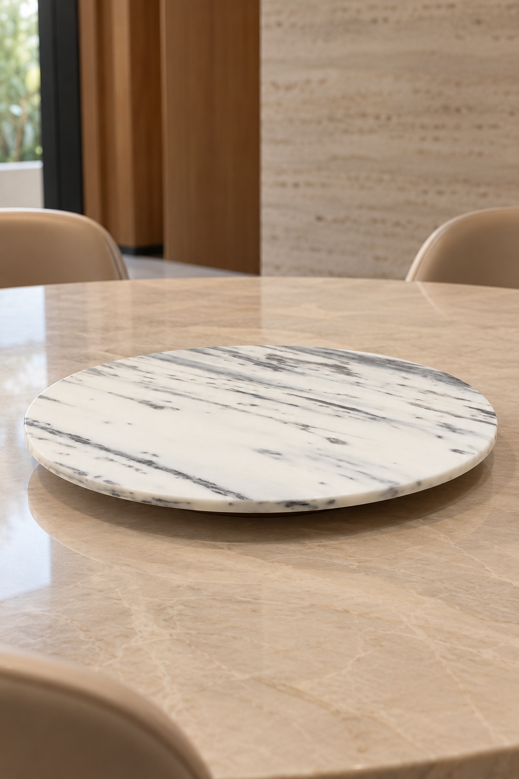 CENTRO DE MESA GIRATORIO BIANCO EM MARMORE - 40cm