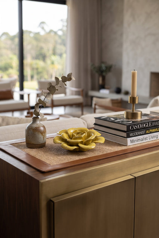FLOR AMARELA NOBILE DECORATIVA EM CERÂMICA - 13,5x4