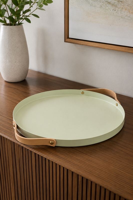BANDEJA SALERNO EM FERRO VERDE OLIVA - 39x33x2