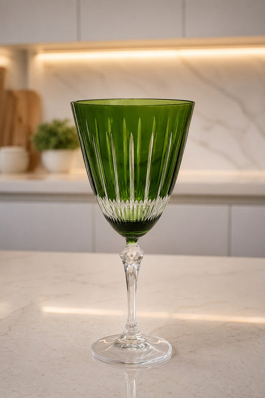 TAÇA FIORE VERDE VINHO EM CRISTAL - 24x9