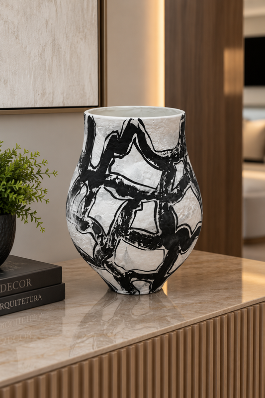 VASO ABSTRATO EM PORCELANA - 37,5x24