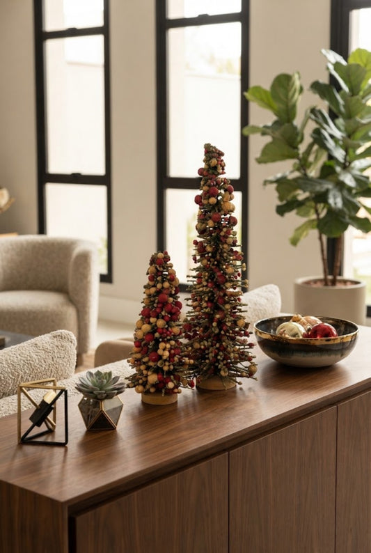 CONJUNTO DE ARVORES DECORATIVAS NATALINAS BOSCO DI NATALE - 2 PECAS