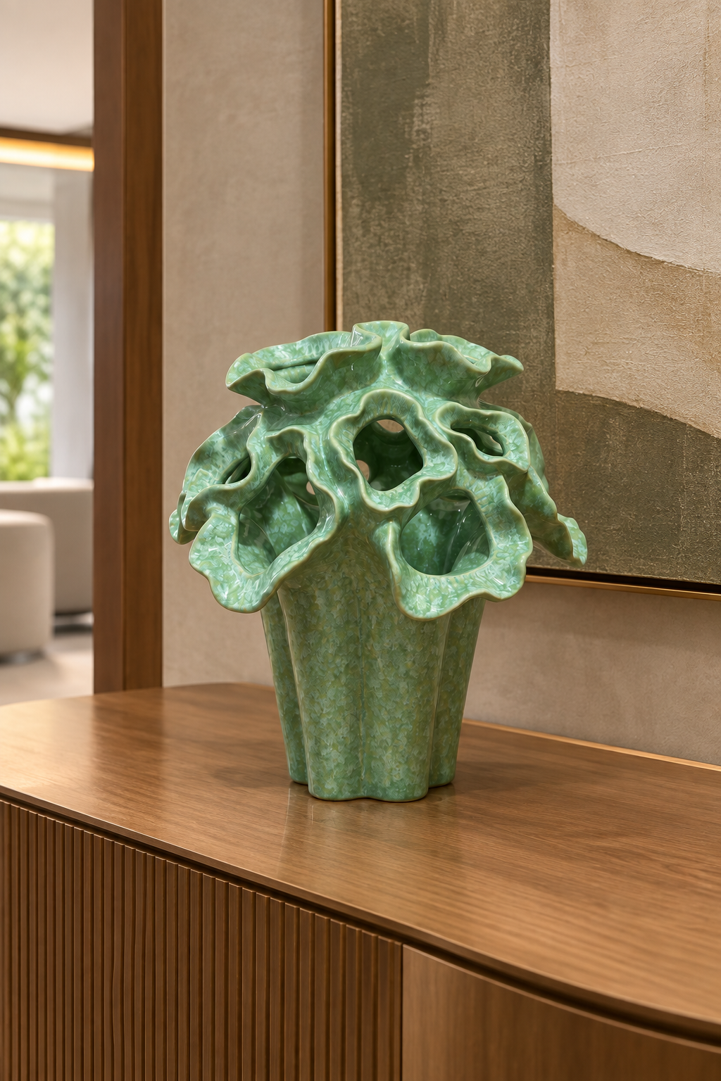 VASO CORALIA VERDE EM CERÂMICA - 34x28