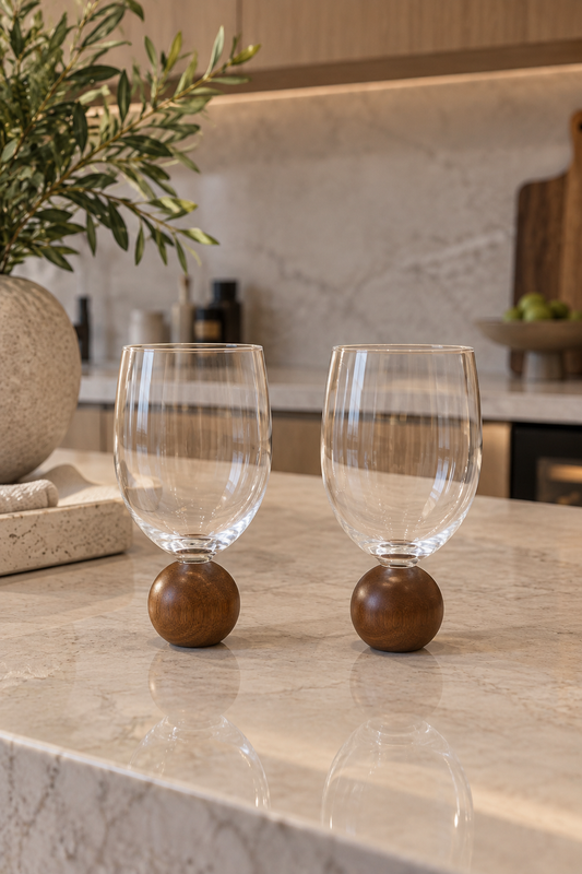 TAÇAS VETRO NOBILE PARA VINHO EM MADEIRA ACACIA - 2 Peças