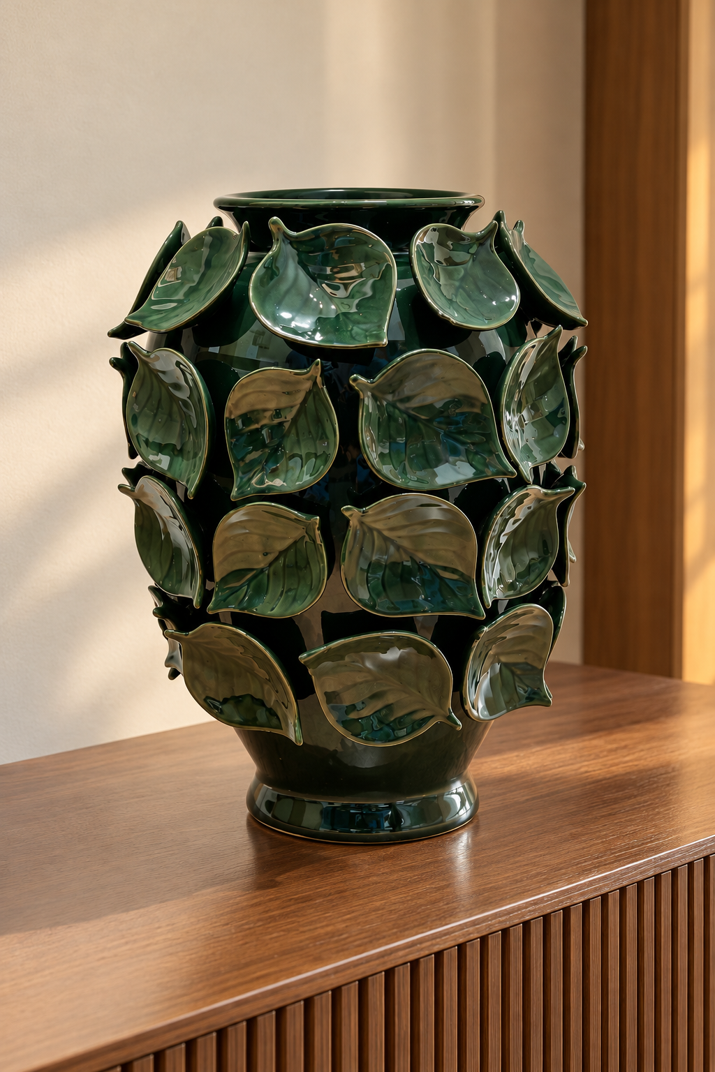 VASO JARDIM DE JADE EM CERÂMICA VERDE - 36x26