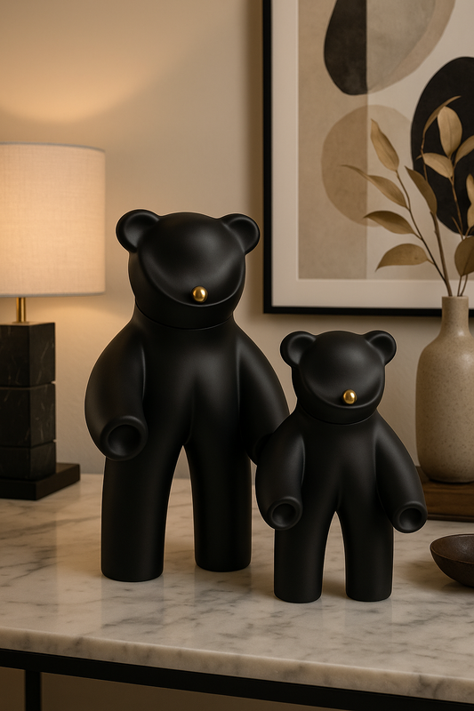 ESCULTURA DECORATIVA URSO PRETO - 2 TAMANHOS
