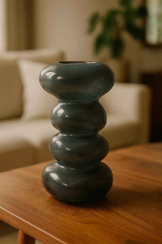 VASO DE VIDRO PILED ROCKS CINZA - 15x24