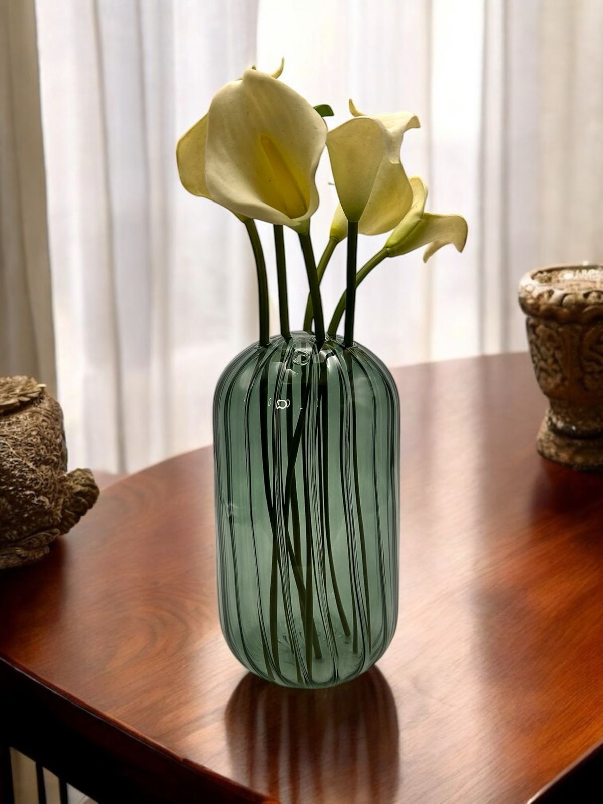 VASO DECORATIVO EM VIDRO VERDE "CACTUS" - 11x11x22