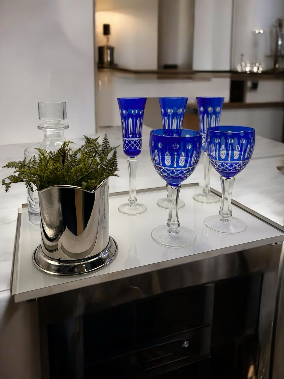 TAÇA DE CHAMPAGNE AZUL ROYAL - 1UN