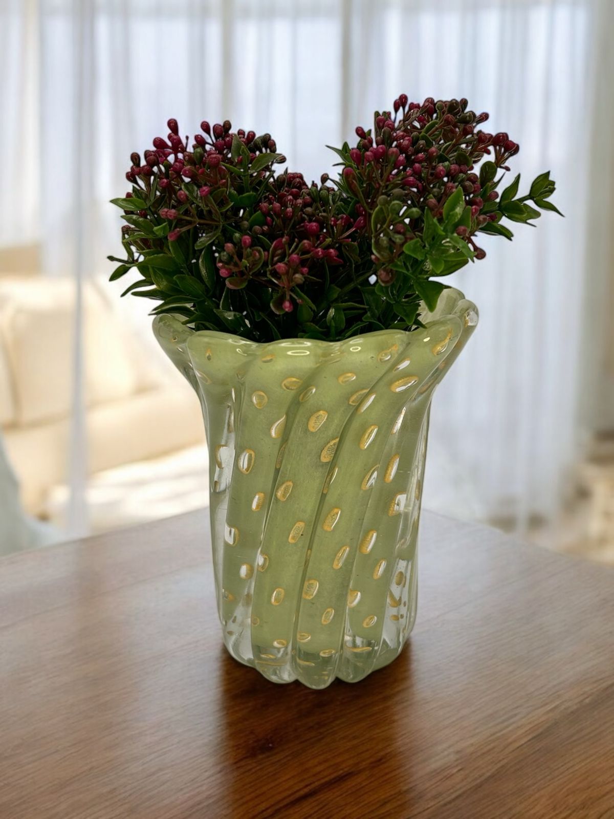 VASO EM MURANO VERDE - 14,5x13