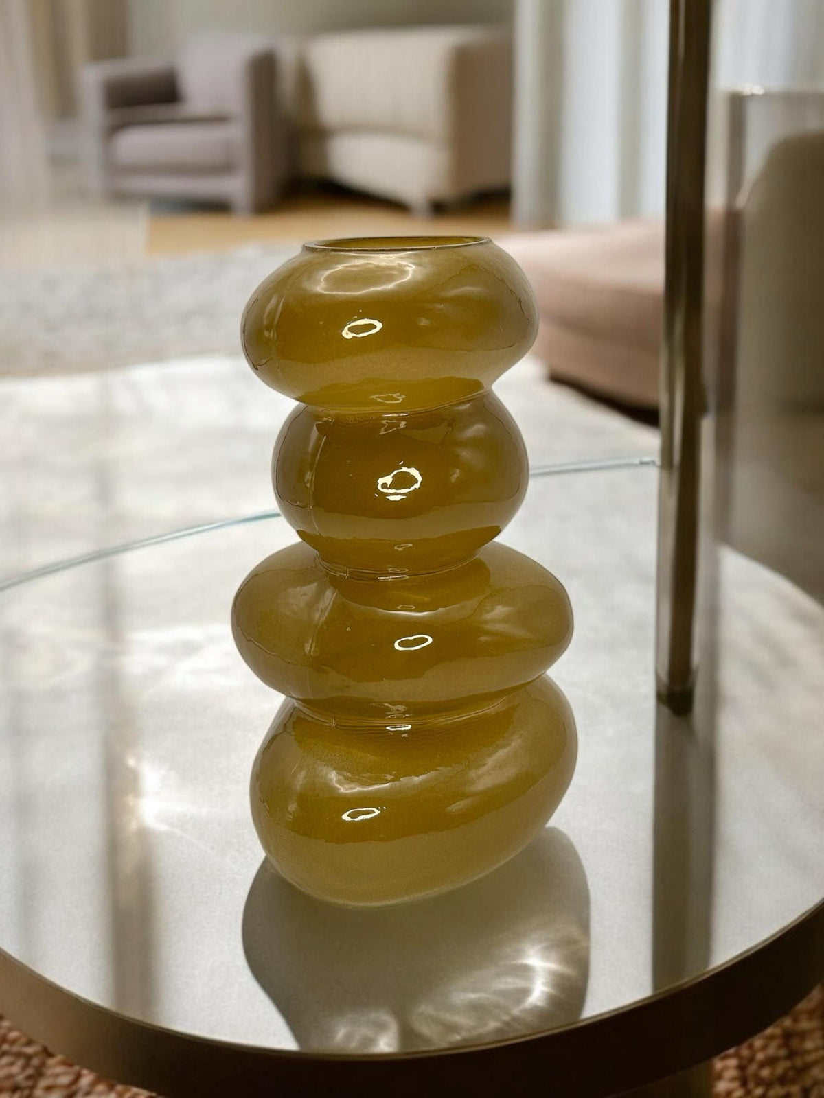VASO DE VIDRO PILED ROCKS VERDE - 15x24