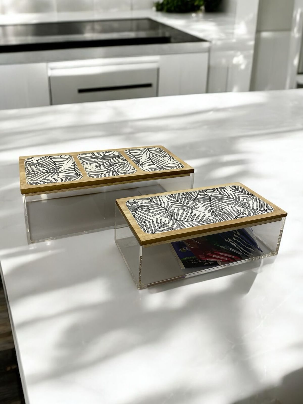 CAIXAS ORGANIZADORAS BOTÂNICA ACRÍLICO - 2 PCS - 30x15/24x12