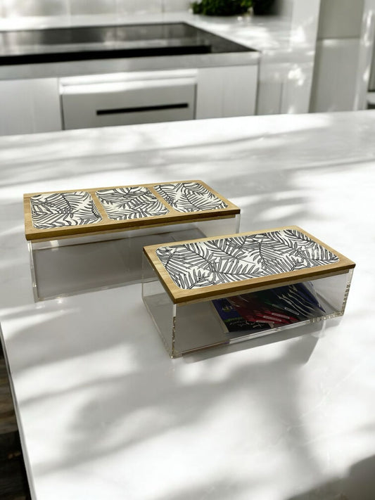 CAIXAS ORGANIZADORAS BOTÂNICA ACRÍLICO - 2 PCS - 30x15/24x12