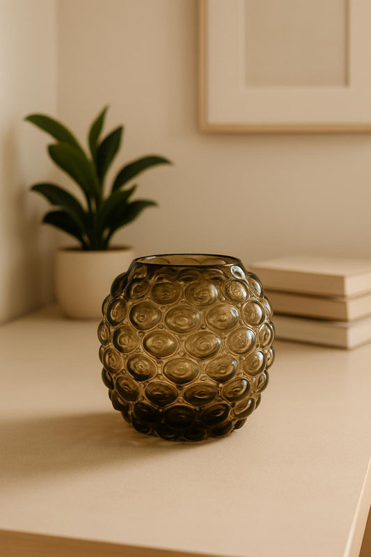 VASO OVAL TEXTURADO EM BOLHAS – 19x19x10cm
