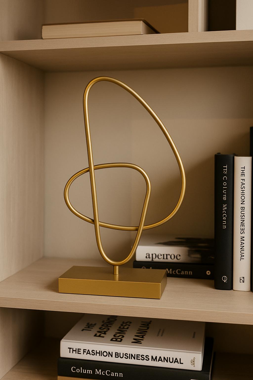 ESCULTURA ABSTRATA ELIPSE DOURADA - 23x35x10