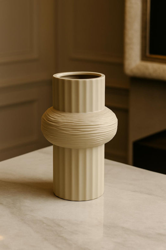 VASO EM CERAMICA BEGE - 18x18x30