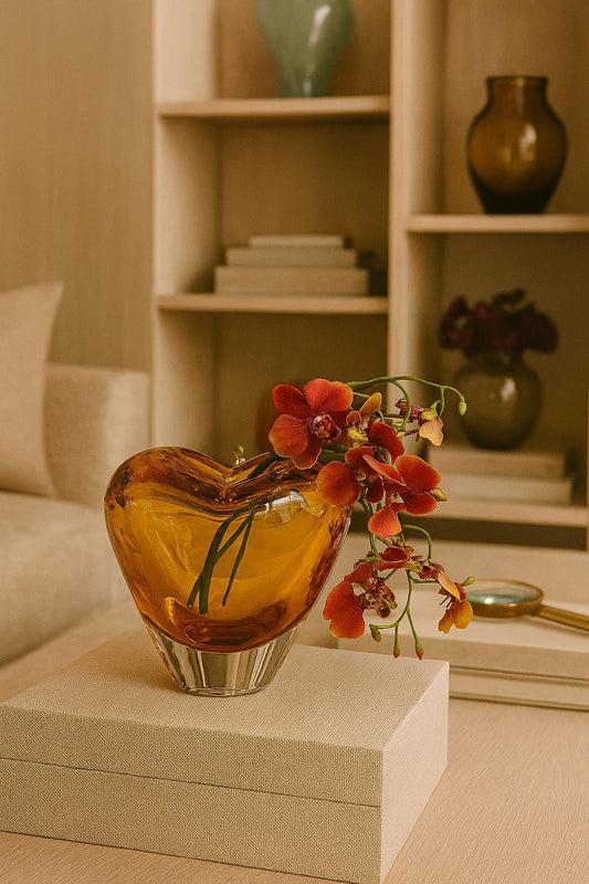 VASO EM MURANO CUORE d’AMBRA - 15x11