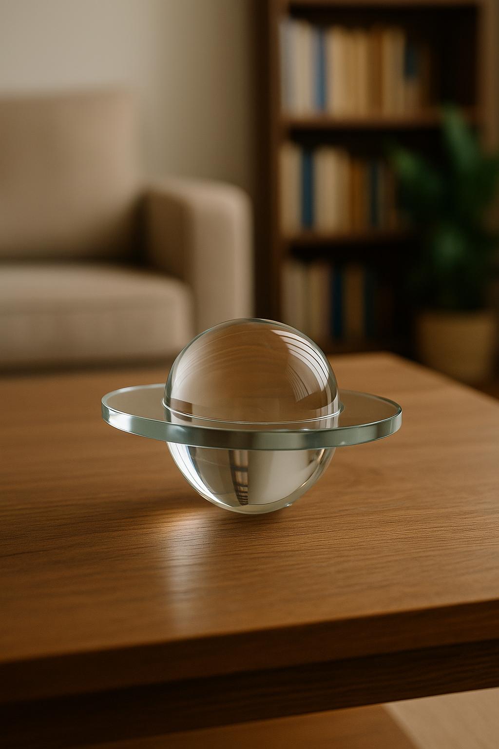 PECA DECORATIVA ESFERA EM CRISTAL FUME