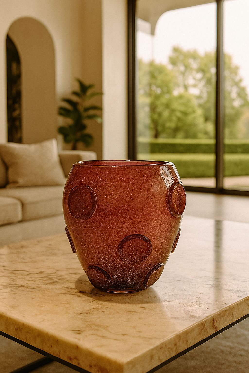 VASO MURANO ROSSO AUREA - 23x23
