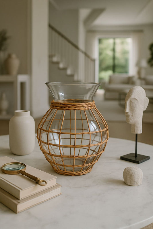 VASO CESTARIA EM RATTAN - 23,5x18,5