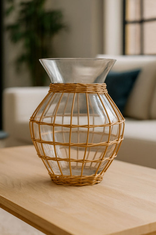 VASO CESTARIA EM RATTAN - 23,5x18,5