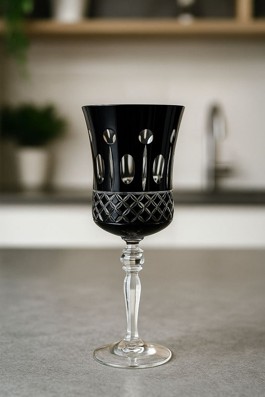 TAÇA VINHO EM CRISTAL MILANO BLACK - 21x8