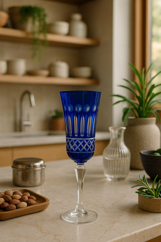 TAÇA DE CHAMPAGNE AZUL ROYAL - 1UN