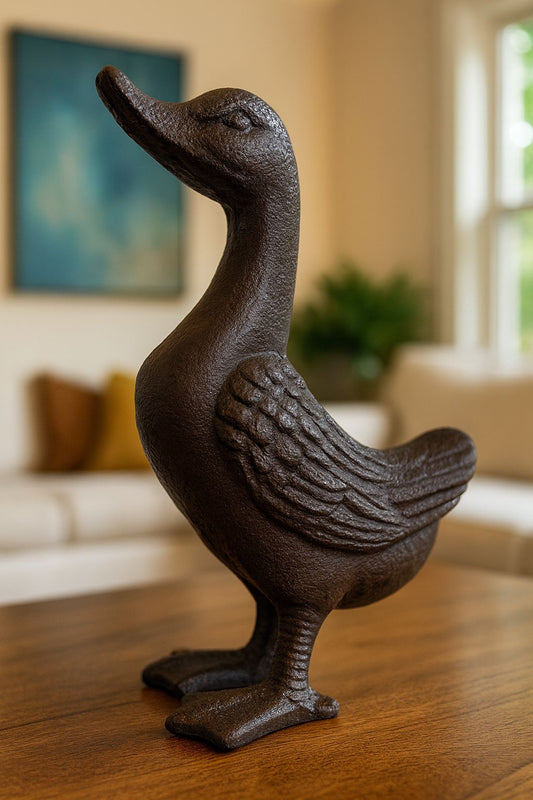 ESCULTURA PATO EM FERRO - 22x14