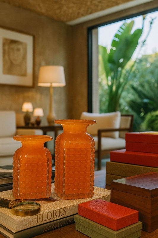 VASOS EM MURANO CORALLO - 2 peças