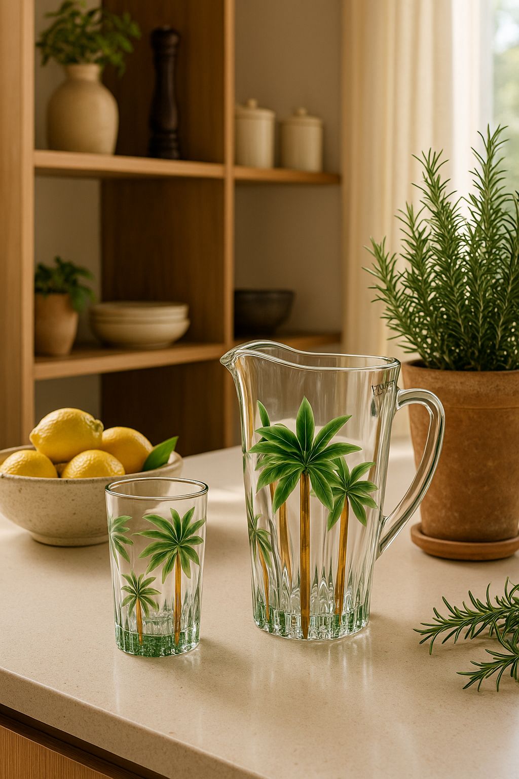 CONJUNTO PALM TREE - 1 Jarra + 6 copos