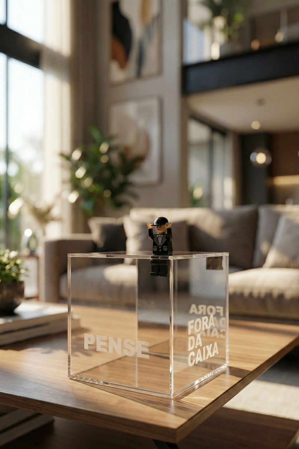 ESCULTURA PENSE FORA DA CAIXA - 12x12x12